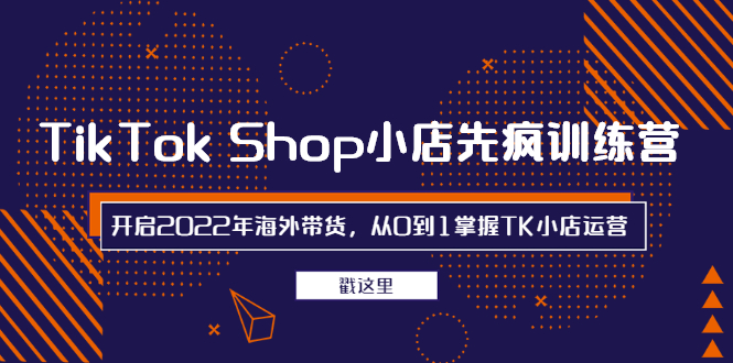 TikTok Shop小店先疯训练营，开启2022年海外带货，从0到1掌握TK小店运营